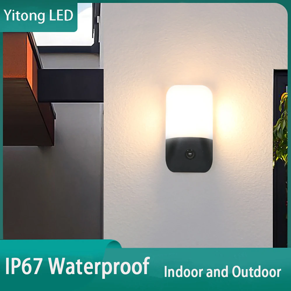 

AC85-265V 12W LED Wall Lamp Indoor&Outdoor IP65 Waterproof Infrared Human Body Induction Modern Minimalist Porch Garden Lights