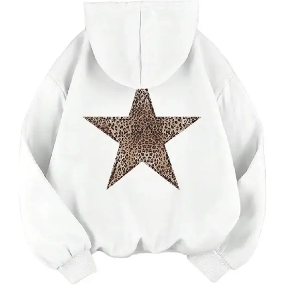 ستار جرافيك هوديس Y2k ليوبارد طباعة مقنعين البلوز الفهد هوديي الشارع الشهير موضة عادية الهيب هوب Harajuku للجنسين