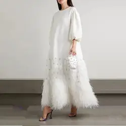 Vestido de graduación con escote en O para mujer, vestido de noche hasta el tobillo, vestidos formales de fiesta de boda, Arabia