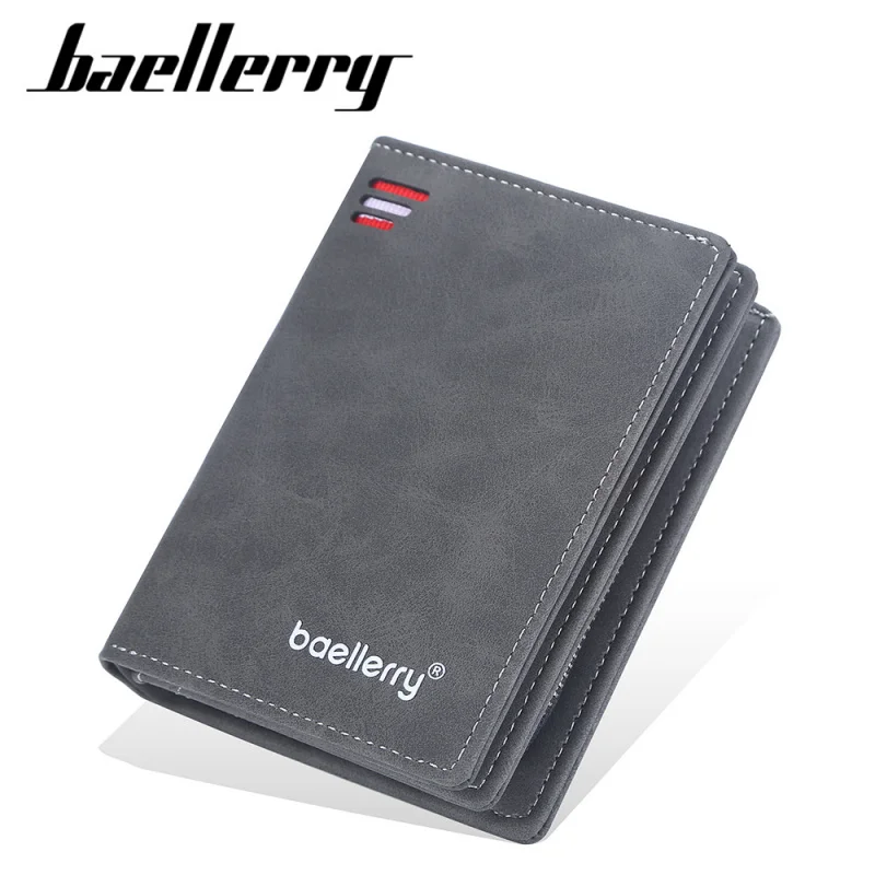 

baellerryNew Men's Short Wallet European and American Multi-Card-Slot Coin Purse Zipper Hasp Matte Leather Wallet