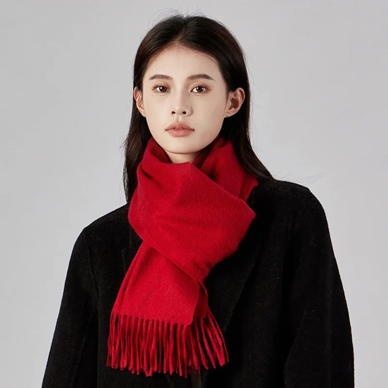 

Scarf Women Winter Wool Long Shawl Red Thick Warm Accessory For Autumn Cold Weather Holiday Luxury