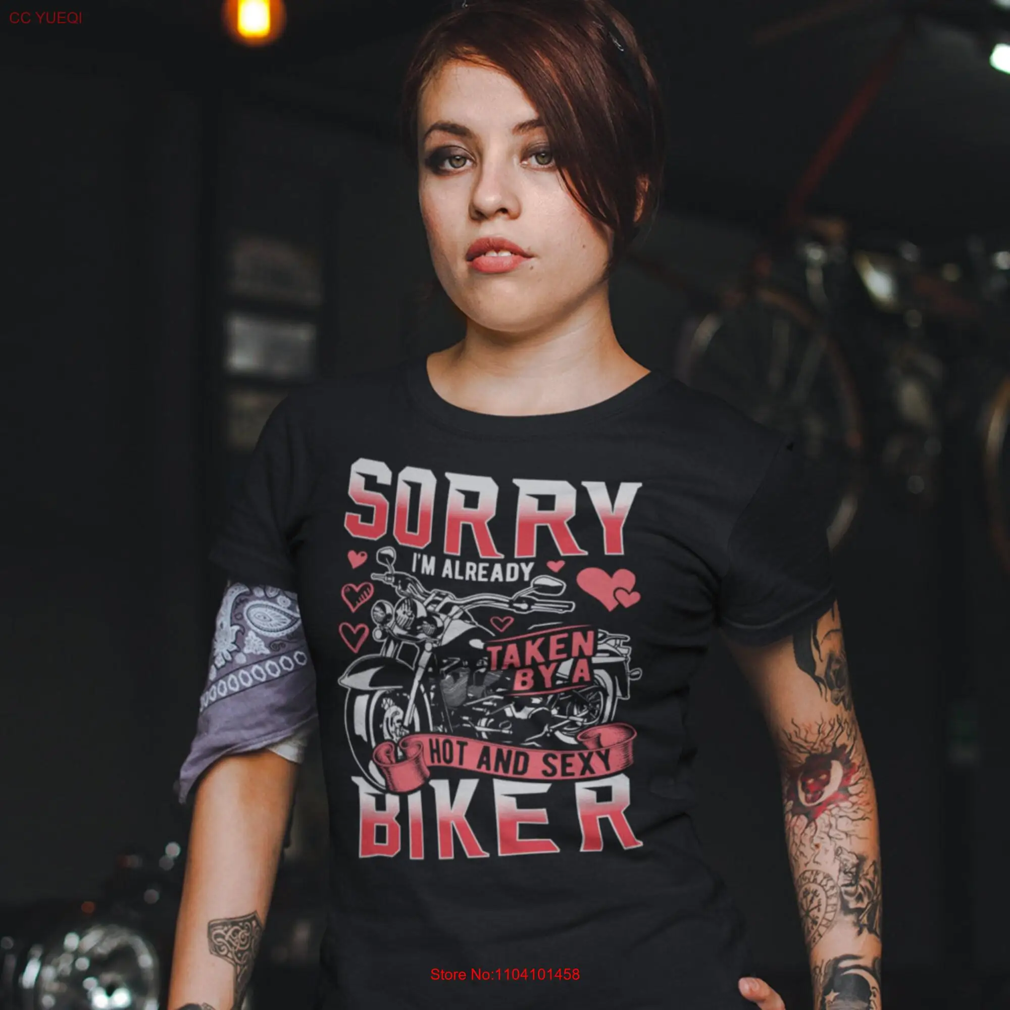 Motorcycle T Shirt for Women Womens Biker s Vday Valentines Day TH1000 long or short sleeves