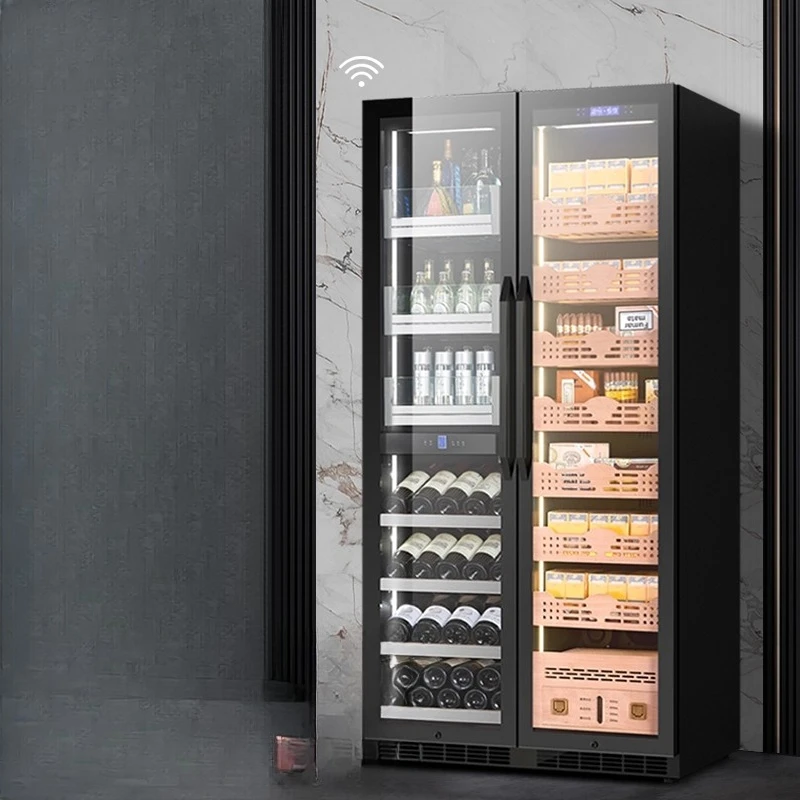 

Double door red wine cigar cabinet constant temperature and humidity refrigerated cabinet household integrated moisturizing