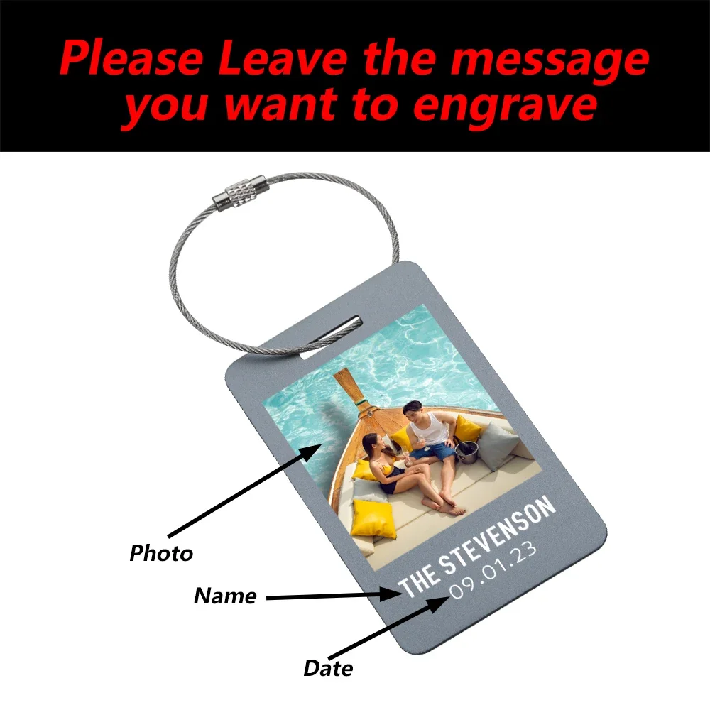 Custom Photo Travel Luggage Tag Reusable Suitcase ID Baggage Boarding Tag for Him Her Holiday Christmas Gift Travel Accessories