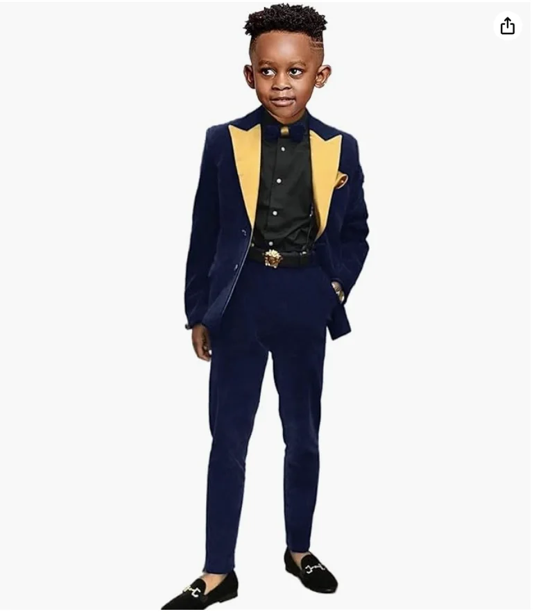 Suit for Boys Wedding Tuxedo Burgundy Velvet Blazer Set Gold Lapel Kids Jackets Pants Vest Fashion Clothes Custom Outfits