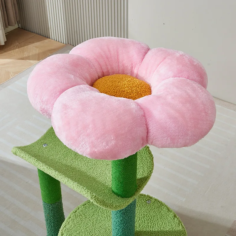 Flower Cat Tree Multi-Level Cat Tower with Sisal Covered Scratching Posts Cat Tree Cat Condo with Hanging Toys