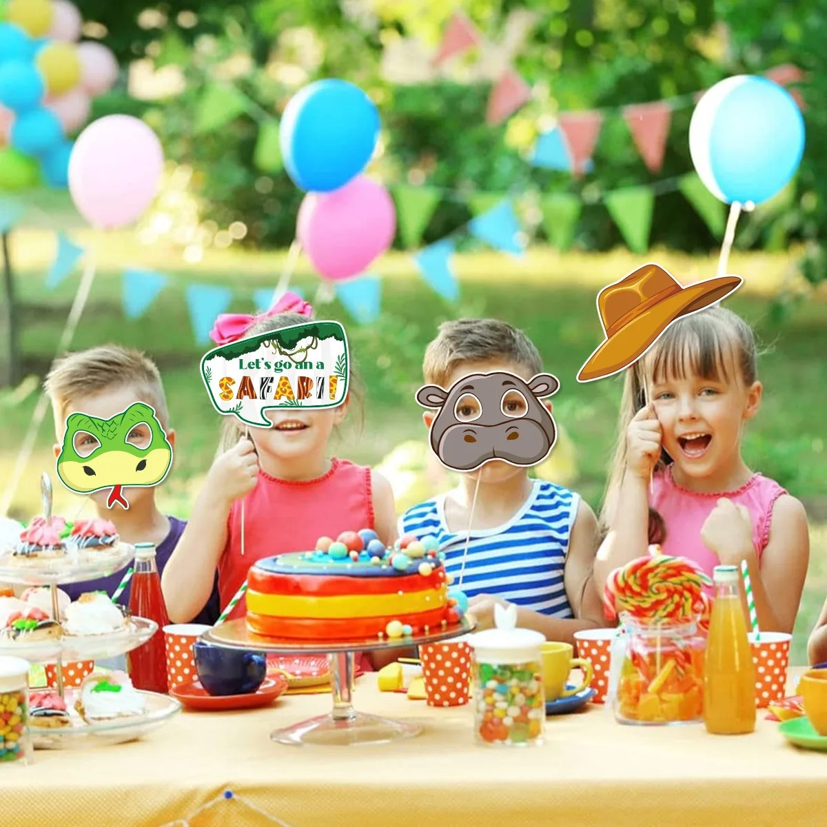 30Pcs/set Jungle Animals Party Decoration Cartoon Animal Funny Glasses Photo Props Happy Kids Jungle Safari Birthday Party Decor