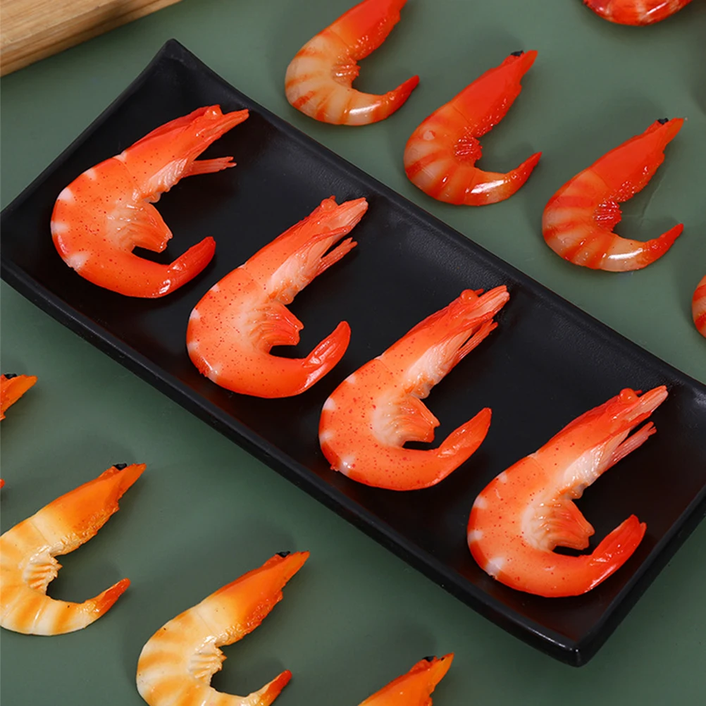 

5 Pcs Simulation Shrimp Model Lifelike Figurine Fake Food Prop PVC Decor Cooked Shrimp Teaching Tools Photo Props Educational