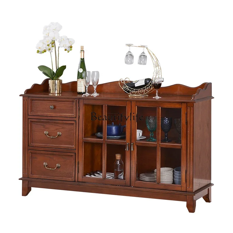 

yj19 Solid Wood Sideboard Cabinet Modern Minimalist Household Storage Multi-Functional Tea Cabinet