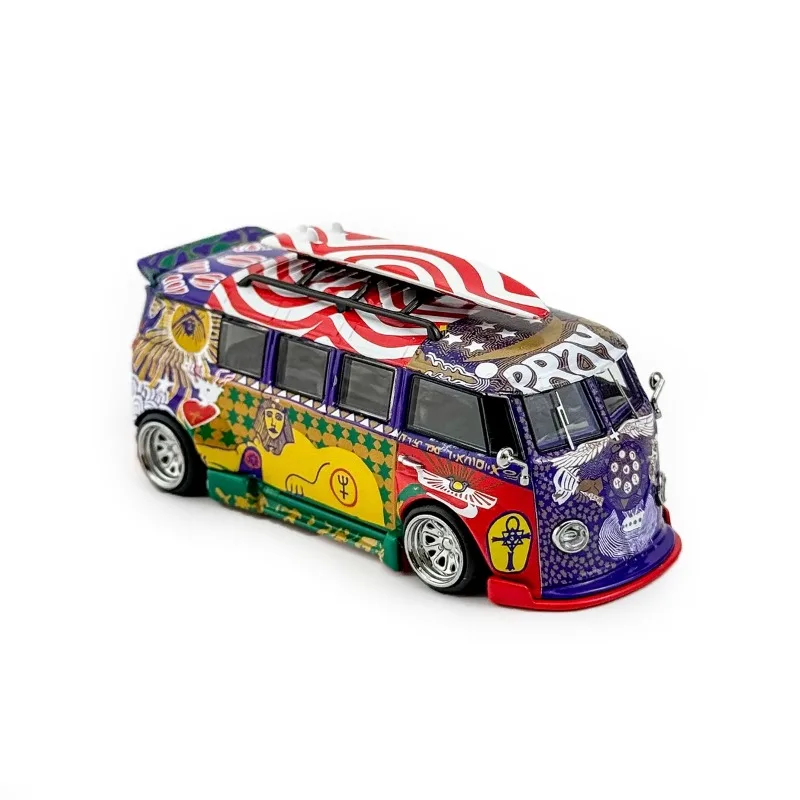 Liberty64 1/64 Nieuwe Volkswagen T1 Woodstock Rock Muziek Legering Speelgoed Motorvoertuig Diecast Metaal Model Geschenken