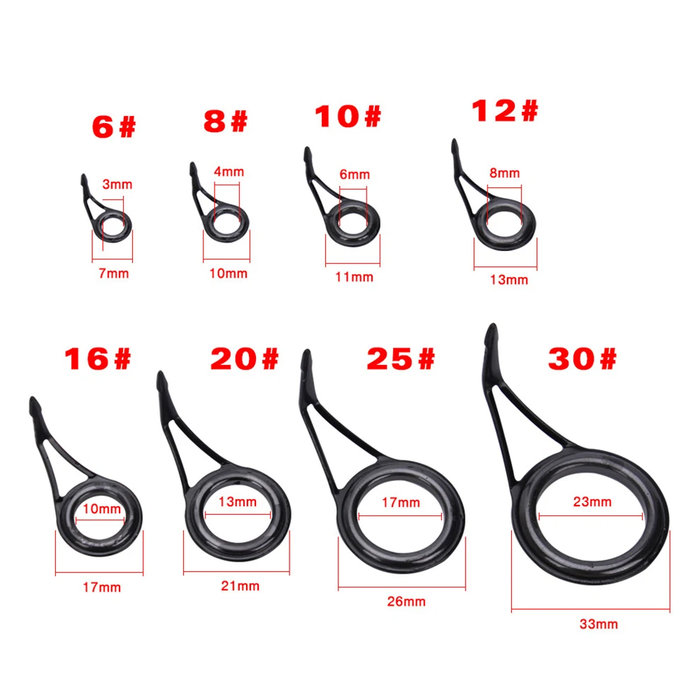 8Pcs Mixed Size Fishing Top Rings Rod Pole Repair Kit Line Guides Eyes Sets Hot Sale Fishing Rod Guide Replacement Parts