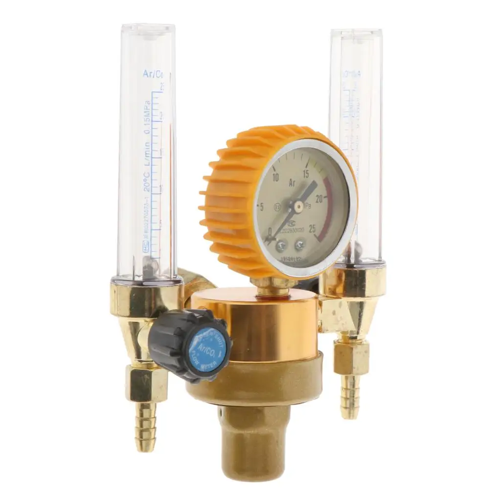1개 올코퍼 아르곤 CO2 미그 듀얼 튜브 가스 조절기 게이지
