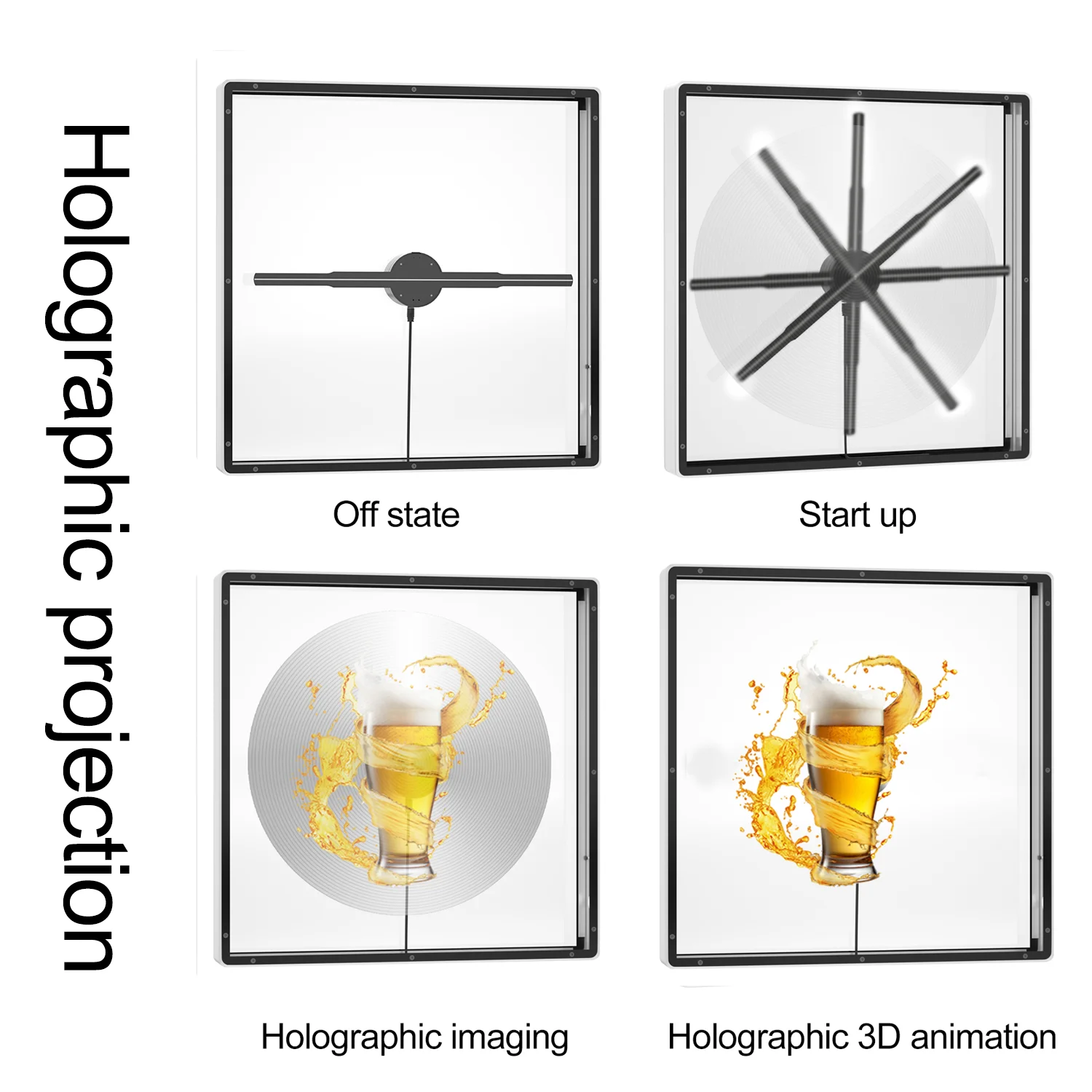 Imagem -05 - Projetor Holograma 3d Fan com Tampa Holográfica Lâmpada Player Luz de Exibição Publicitária Máquina Integrada Wifi Sinal Led 45 cm 50cm