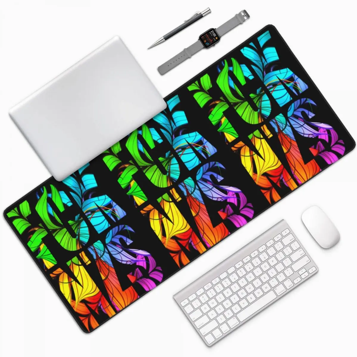 

Pride Rainbow Fck Nzs Lgbtqia Equality Large Mouse Pad Computer Keyboard Mouse Mat Gaming PC Laptop Desk Mat Office Table Mats