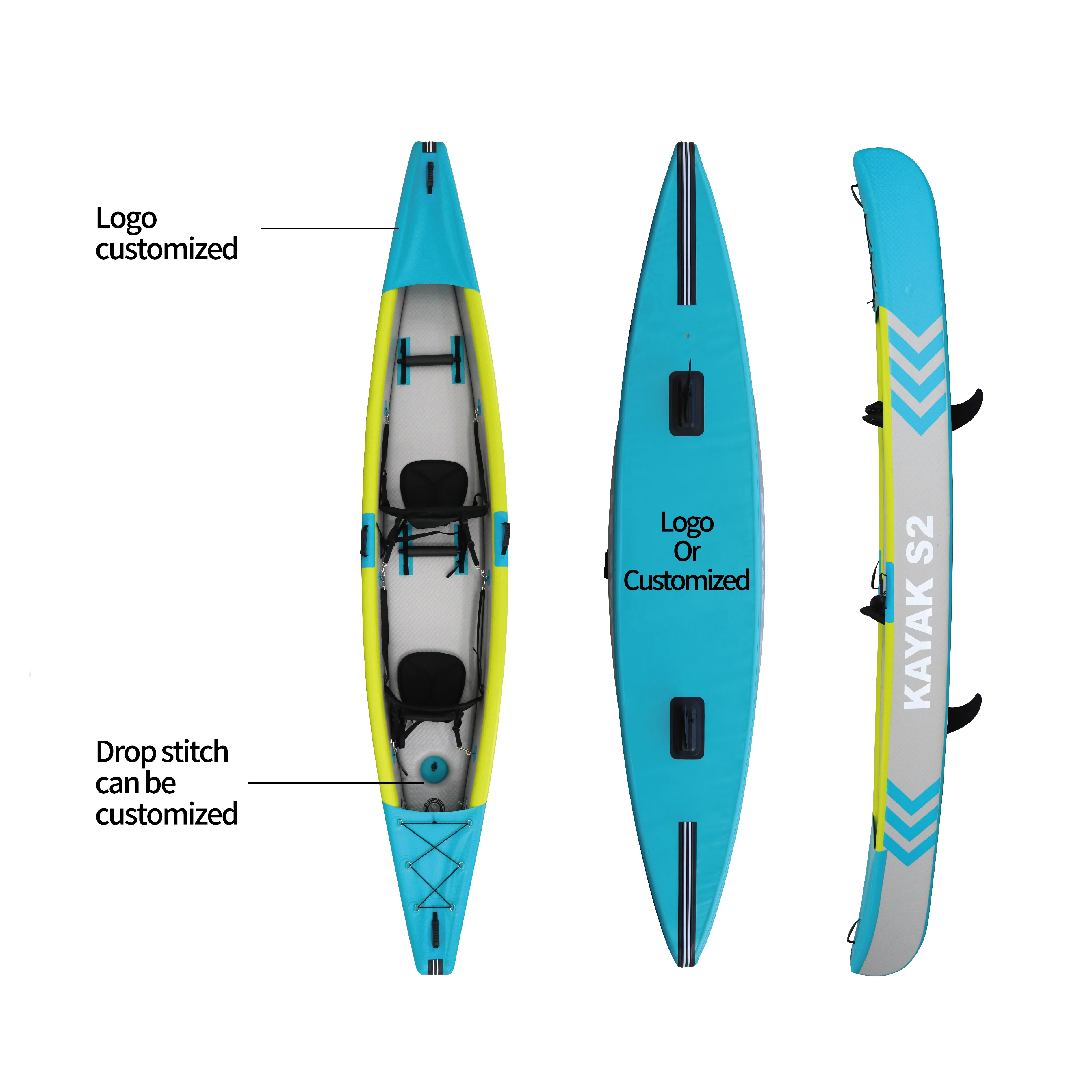 

Factory Supply Customization Dropstitch Kayak 2 Person Fishing Kayak Inflatable Boat Canoes