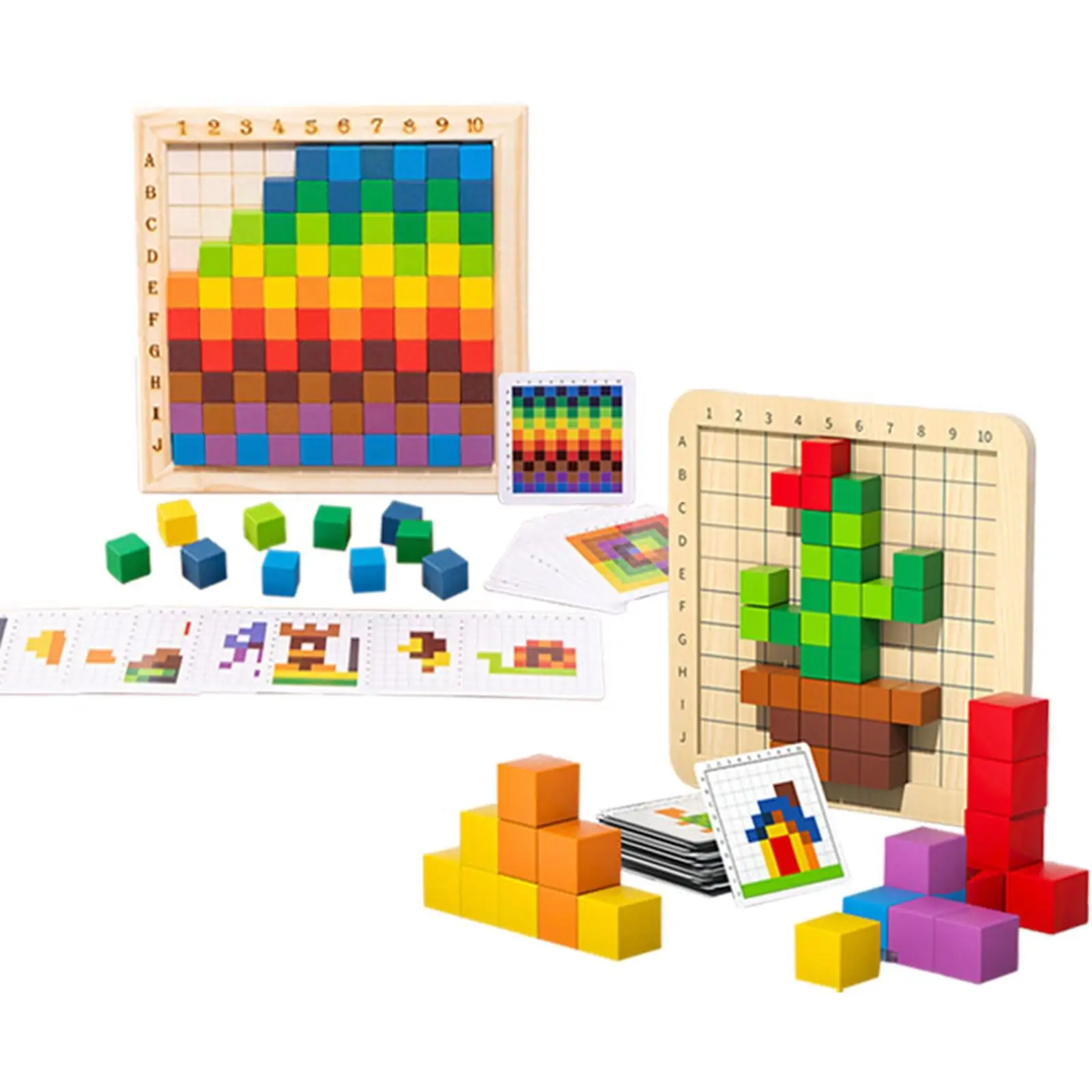 Colorful Math Cubes Preschool Activities Classroom Wood Building Blocks for Baby Ages 3 4 5 Years Old Children Kids Party Props