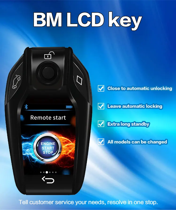 Cardot  Modified Boutique Smart Remote Key Shell  with LCD Screen For push start button car