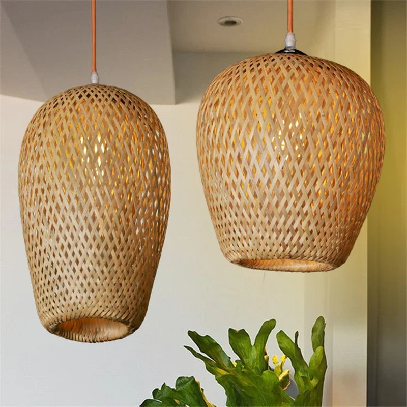 

Bamboo Chinese Style Pendant Lamp Hight Quality Pendant Hand Make Lights Living Room Dining Room Hanging Lighting Set Handcraft