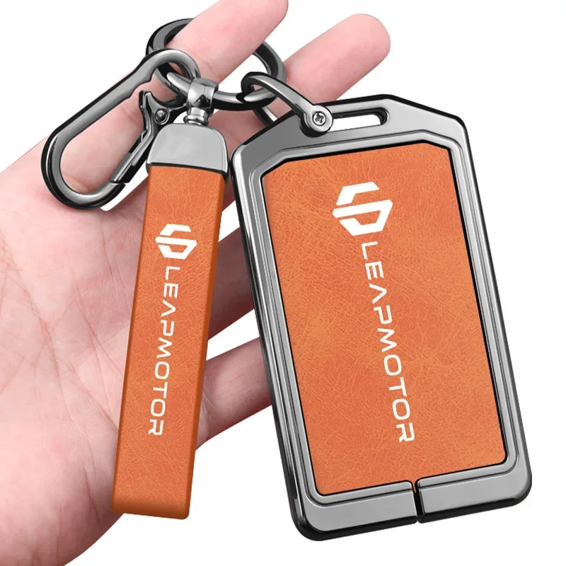 Auto-Zubehör NFC-Karte Zinklegierung Leder Schlüsselhülle Etui Halter Kette für Leapmotor C10 C11 C16 Schlüsselschutz Innenhülle – Detail 2