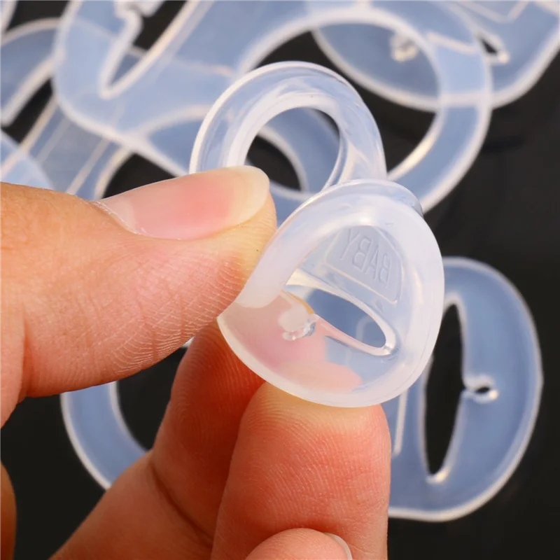 

WOWFU-100 Pcs Button Silicone Ring Mam Pacifier Holder Mannequin Clip Adapter Transparent