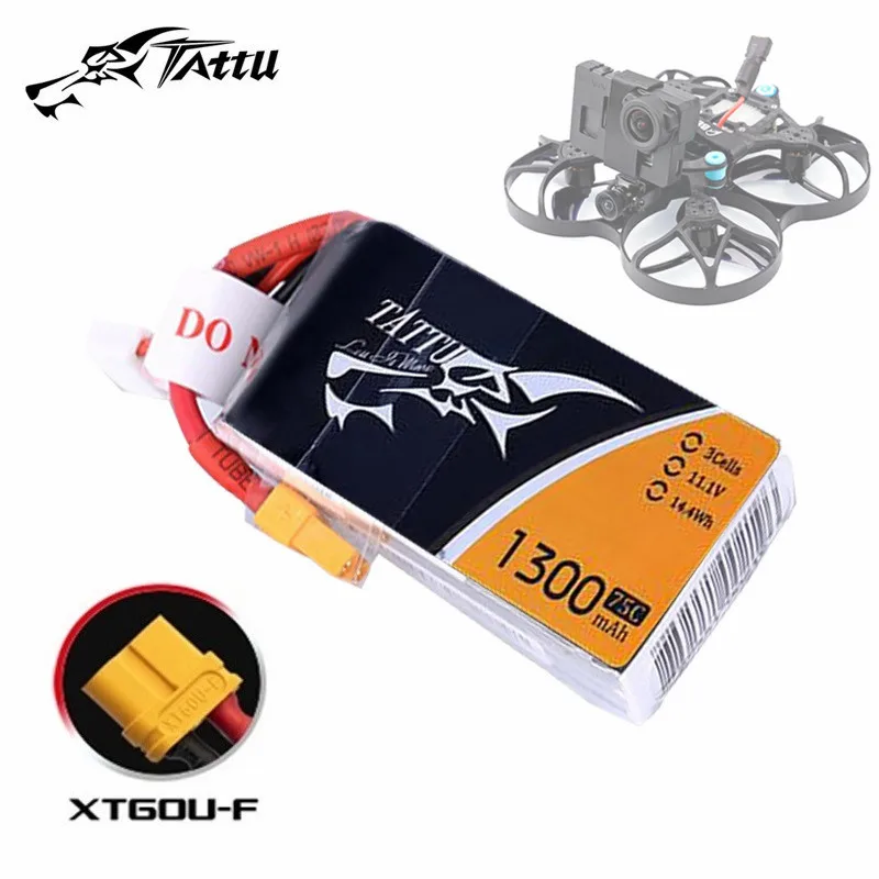 

НОВЫЙ TATTU 1300 мАч 75C 11,1 В Lipo аккумулятор с разъемом XT60 для радиоуправляемого вертолета, квадрокоптера, FPV, детали гоночного дрона, аккумулятор 3S