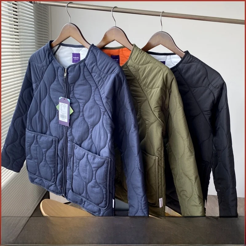 Moda solta cabida sem forro casual algodão Jaet masculino outono inverno acolchoado casaco interno jovem Faion Stand Fit único B...