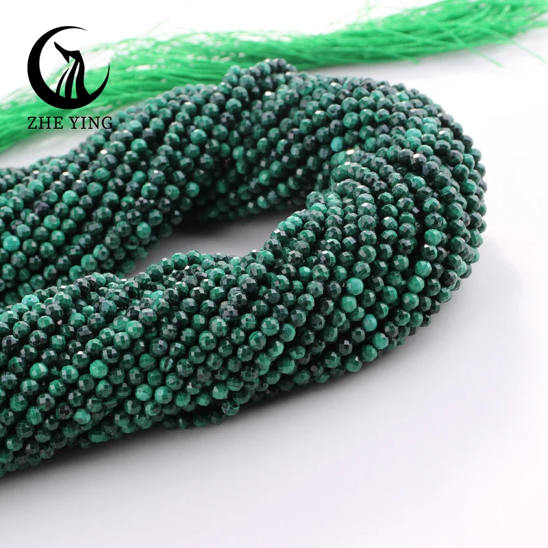 2/3/4/6/8/10mm Malachite Natural Stone Faceted Round Beads Loose Spacer High Quality Beads For Jewelry Making DIY Bracelets 15