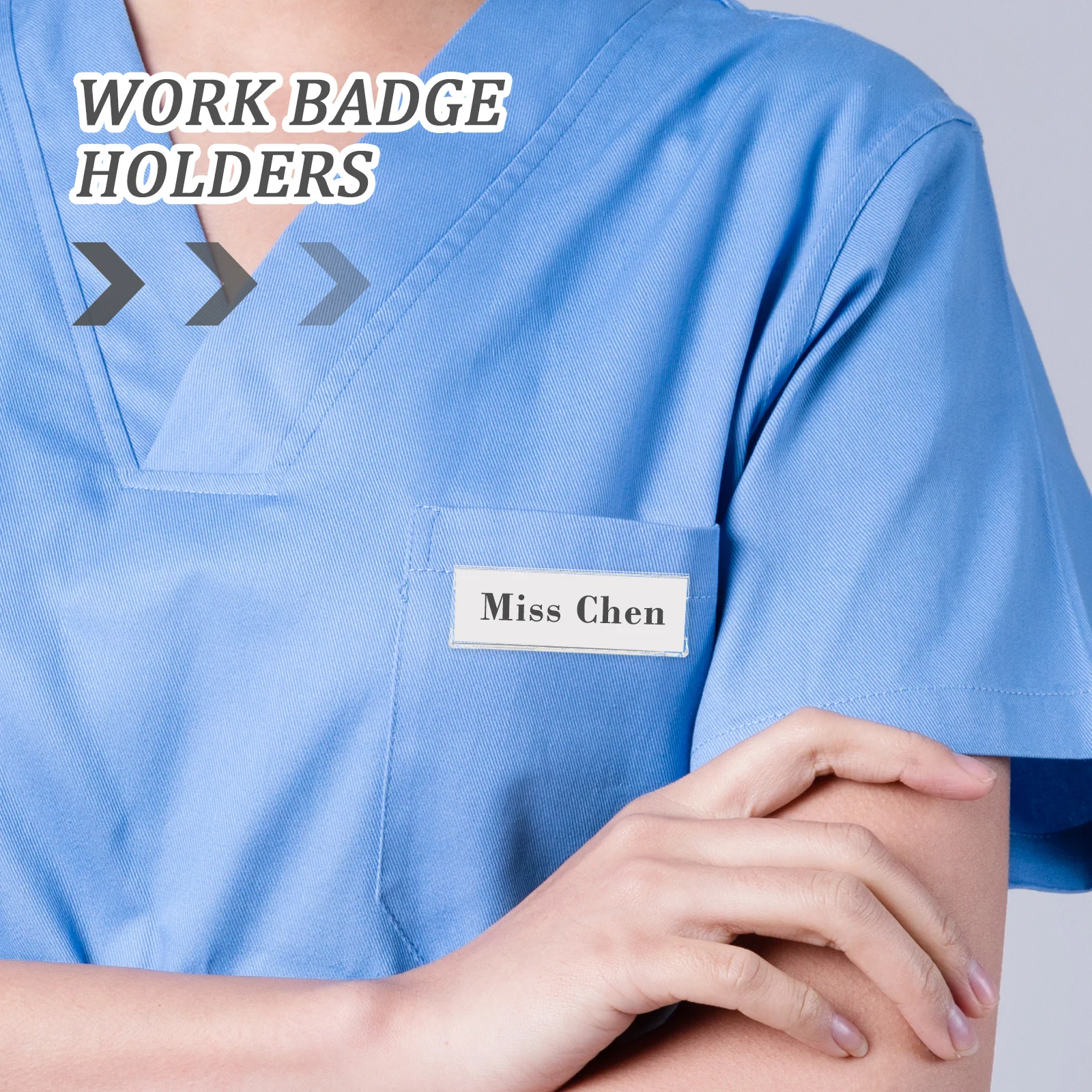 

10Pcs Name Badges Acrylic Iron Long-Lasting Employee Badge Holders for School Office Hotels Students Id Card Holders Work Badge