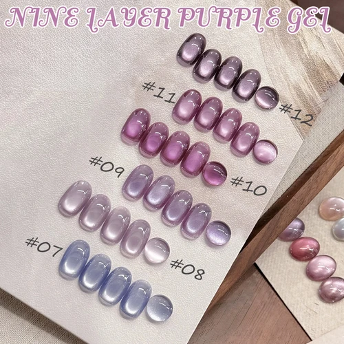 Imagen 1 del producto 1-12 Uds TC Popular púrpura ojo de gato esmalte de uñas de Gel conjunto de Gel UV remojo de uñas esmalte de Gel magnético arte de uñas DlY para salón en casa