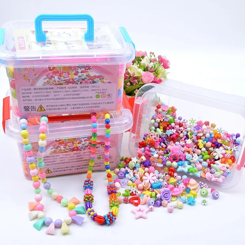 1000Pcs ลูกปัด DIY ของเล่นเด็กกล่องเก็บ Handmade การศึกษาสร้างสรรค์เครื่องประดับสร้อยข้อมือผู้หญิงเครื่องประดับของขวัญของเล่น