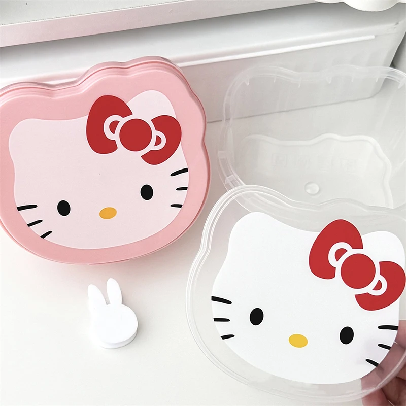 Sanrio Hello Kitty Storage Box Cartoon Melody Kt Cat Flip Cover Cotton Swabs Cotton Pads Stationery Jewellery Organisation Gifts