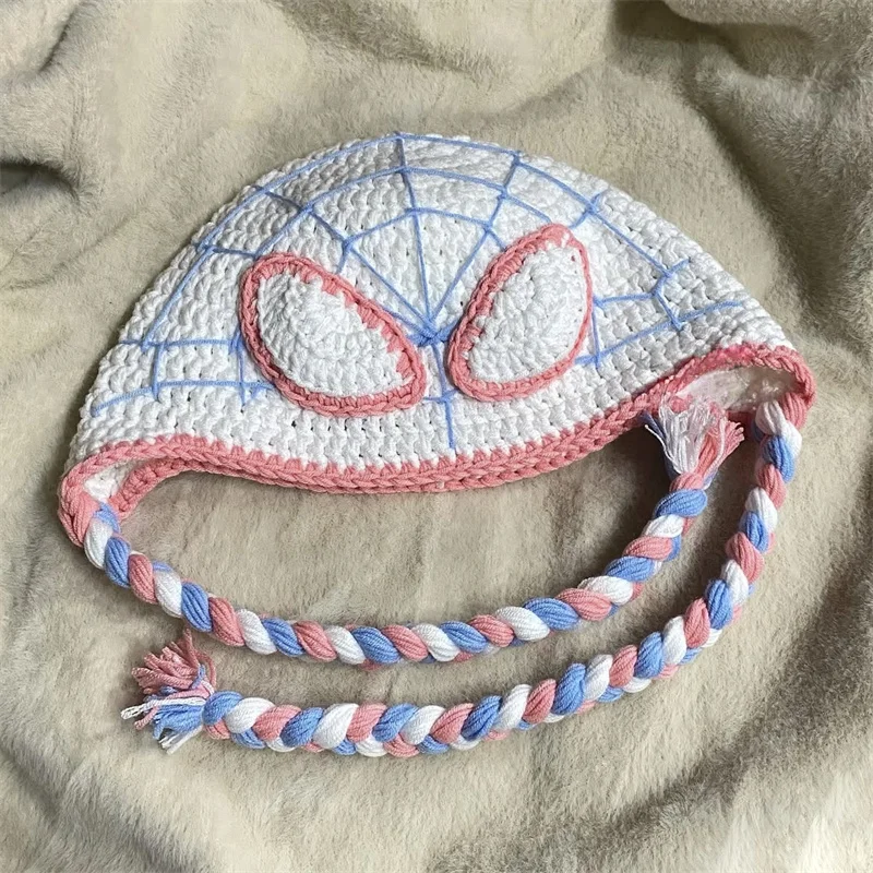 

New Hot-Selling Cross-Border Style Spiderweb Decoration hand knitting hat Cool Big-Eyed Cartoon Fun Spider Hat
