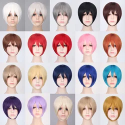 Cosplay Synthetic Hair Short Bob Wigs With Bangs Heat Resistant Grey Pink Purple Blonde Black White Blue Red Anime Cosplay Wig