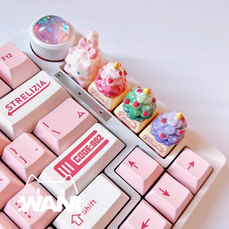 MiFuny Cute Christmas Tree Keycaps Artisan Keycap Custom Handmade Key Caps for Mechanical Keyboard Gaming Accessories Girl Gifts