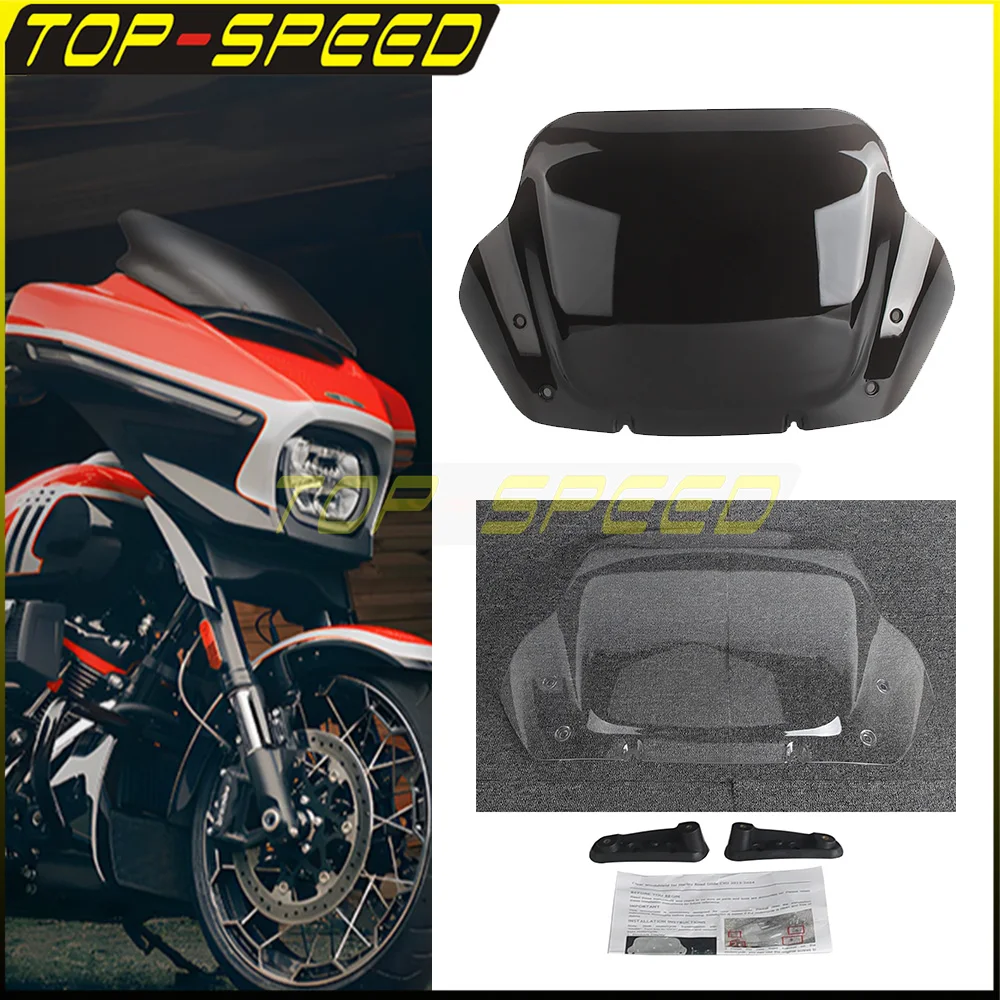 

Motorcycle 14inch Windshield Windscreen Air Deflector For Harley Street Glide Touring CVO 23-24 Fairing Replacement Wind Shield