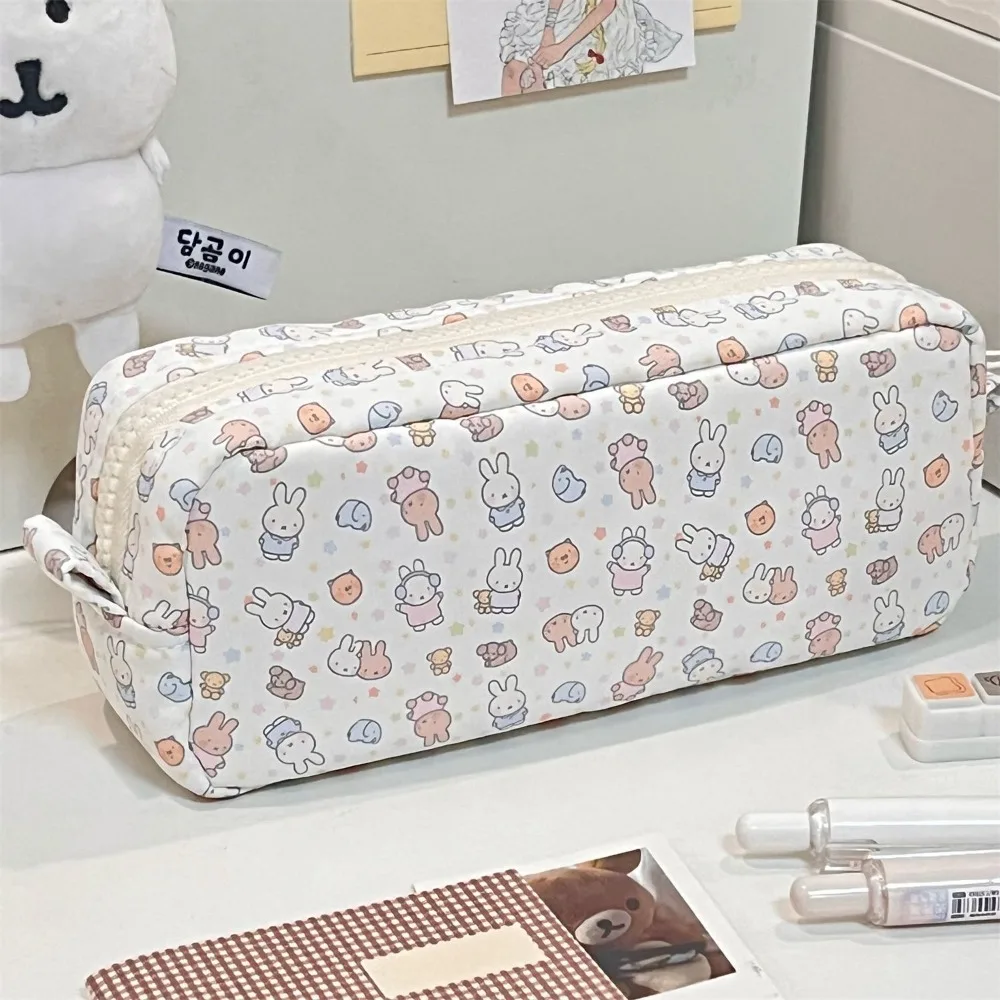 Trousse à crayons grande capacité Miffy Kawaii, étui de rangement pour rouges à lèvres et cosmétiques, sac de maquillage, cadeau mignon, jouet