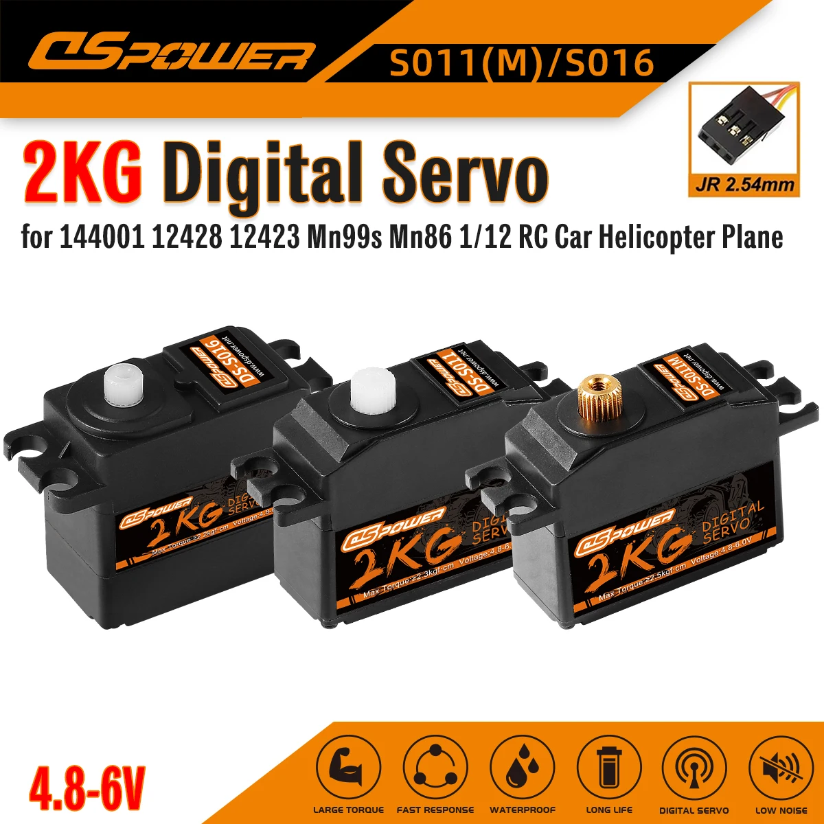 

DSpower 2KG Digital Servo Metal Gear Waterproof Motor Servos for 144001 12428 12423 Mn99s Mn86 1/12 RC Car Helicopter Plane Boat