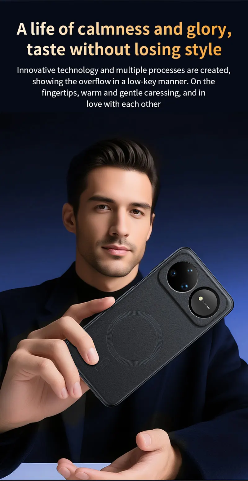 Für Huawei Nova 16 Ultra: Magnetische Lederhülle mit Schutzfunktion, Anti-Fingerabdruck, rutschfest, aus PC+TPU. – Detail 12