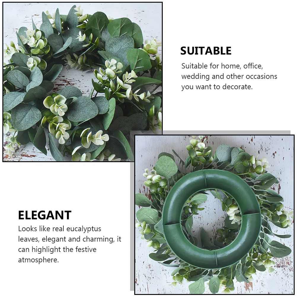 

2Pcs Artificial Ring Eucalyptus Small Size Decor Plants Plastic Hanging Home Spring Hanging Party Wedding Festive