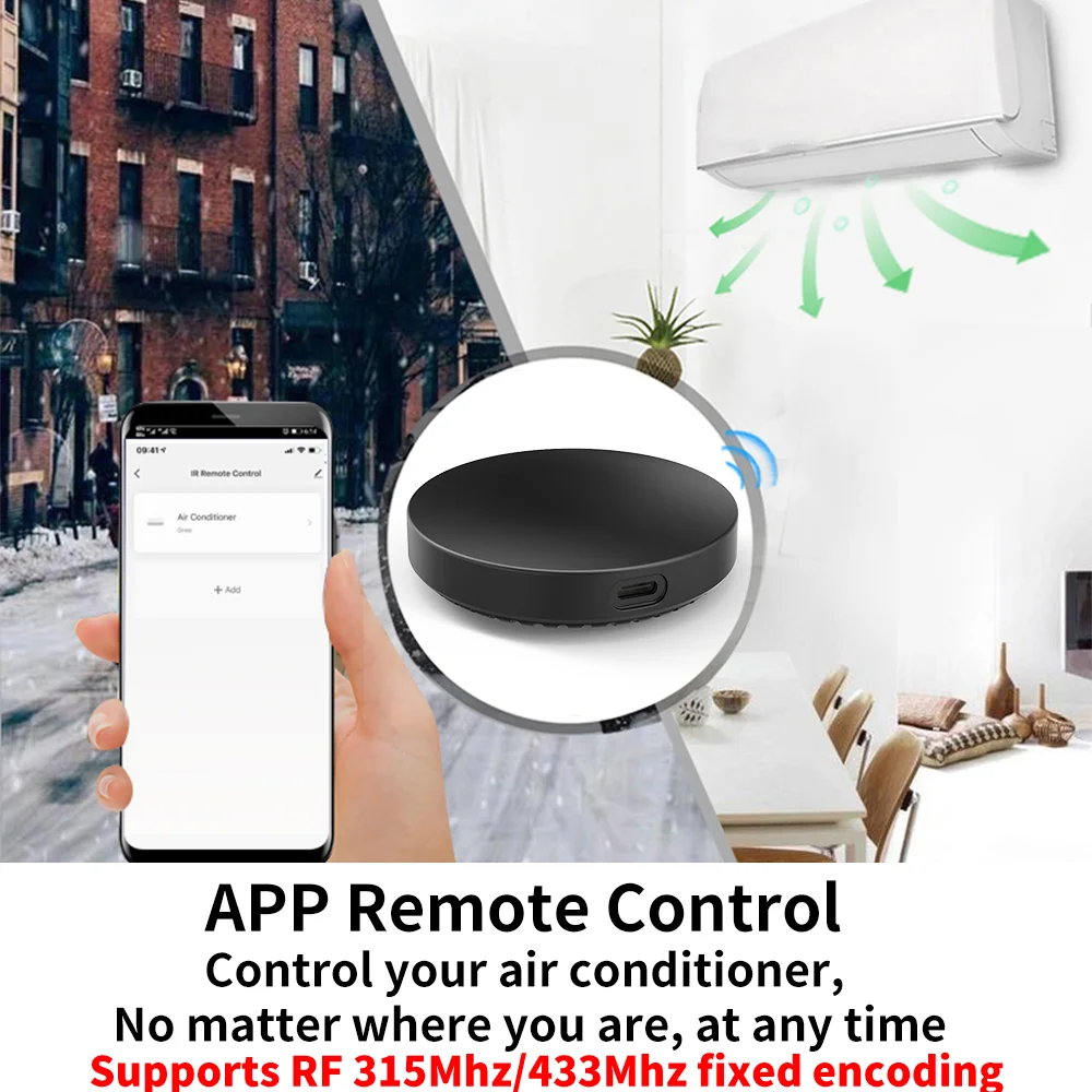 Tuya WiFi IR RF Remote Control 315 433 MHz Universal For All Air Conditioner TV LG Smart Life App Work with Alexa