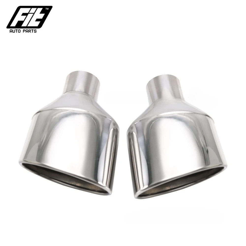 1PCS 304 Stainless Silver Muffler Tip Universal Car Exhaust Pipe Throat Nozzle Tilting Left Right