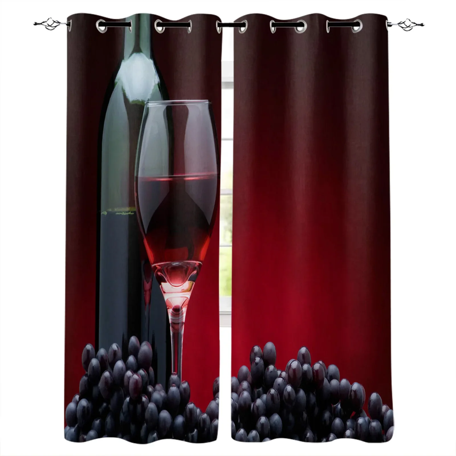 Red Wine Grape Fruit Blackout Curtains Window Curtains for Bedroom Living Room Decor Window Treatments