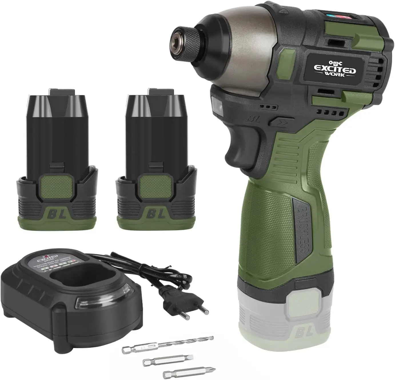 

17V Brushless Screwdriver, Cordless Impact Driver Set with 140Nm Torque, 3 Speed Settings, 2 Batteries & LED Work Light