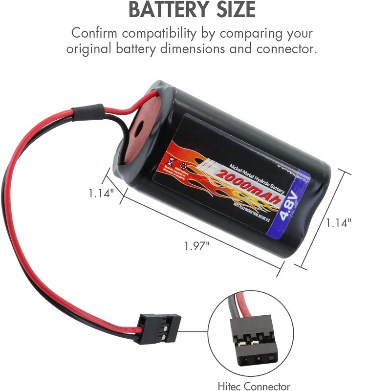 4.8V NiMH 2000mAh Battery Compatible with RC Receivers, Airplanes Repalacement for 8UA(F/P)S, 8UA(F/P), 8UH(F/P)S,8UH(F/P), 7NFK