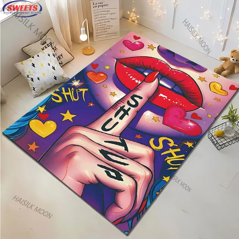 

1PC Sexy Lips Theme Carpet Rugs for Living Rooms Bedroom Entrance Door Decor Mats, Kids' Play Non-slip Mats Next Day Shipping