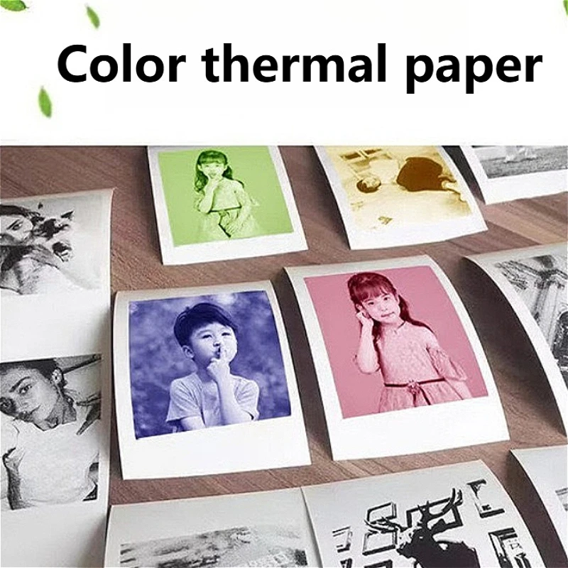 5 rollos de pegatinas adhesivas térmicas, suministros de impresoras de papel fotográfico, papel térmico de Color y blanco y negro, herramientas de papel enrollable para niños