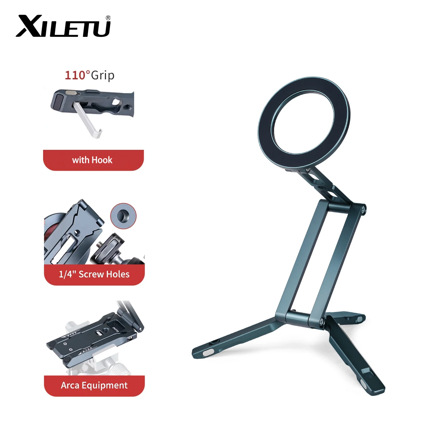 xiletu-金属製磁気電話スタンド-ポータブル折りたたみ式デスクトップ三脚ホルダー-アルカスイス式-スマートフォン自撮りビデオ写真撮影用