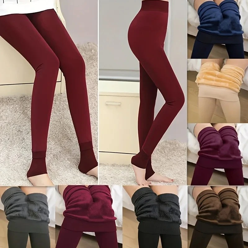 1Pc Frauen Winter Leggings Warme Leggins Hohe Taille Einfarbig Frauen Verdickte Leggings Stretchy Schwarz Leggings Strumpfhosen Strumpfhosen