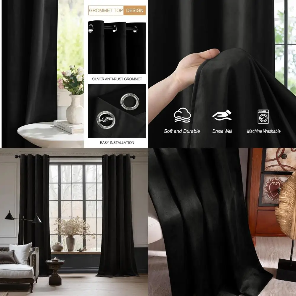 

Толстые плотные шторы 96 для гостиной и спальни, мягкие тяжелые изолированные шторы, затемнение комнаты, комплект из 2 панелей, ширина 52 x 96 л