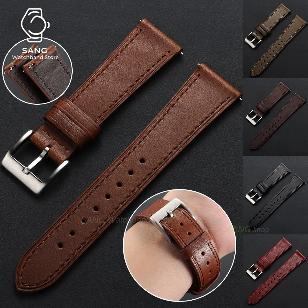 18mm 20mm 22mm 24mm Quick Release Watch Strap Vintage Top Layer Calfskin Leather Watch Bands Business Cowhide Bracelet Wristbelt